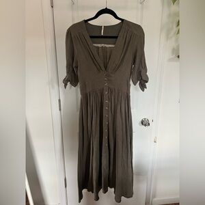 Free People Olive Long Sleeve Dress